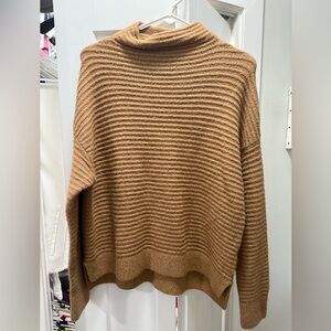 Garage Tan Ribbed Turtleneck Sweater